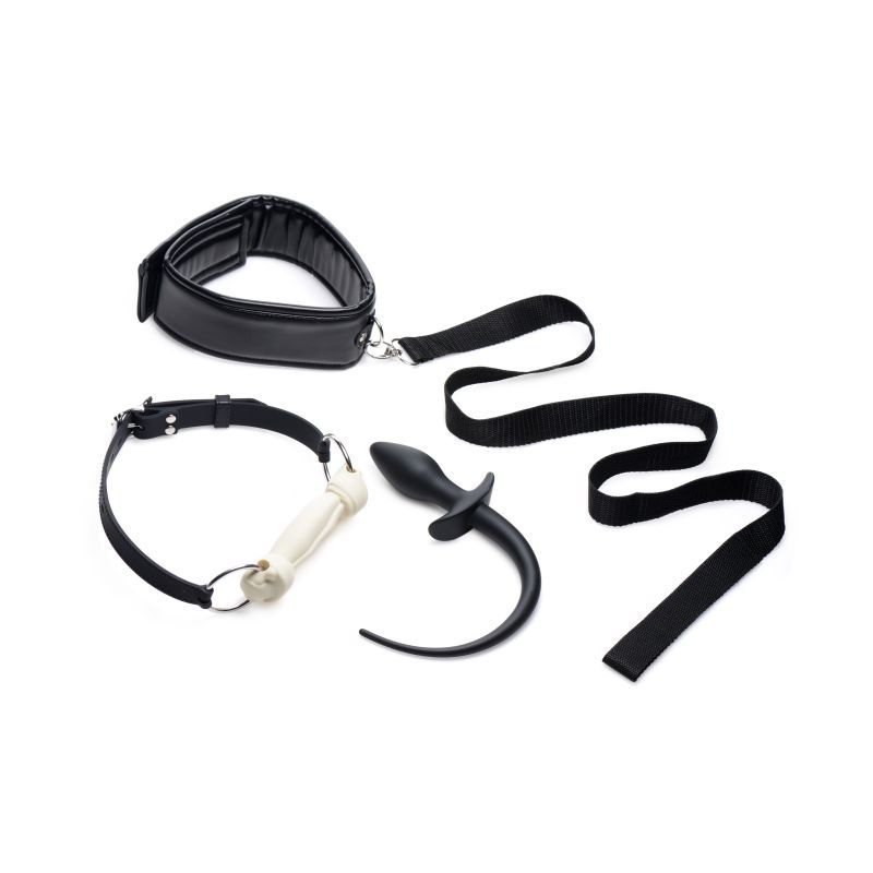 Tailz Puppy Play Set Incl Gag Plug And Collar Black V1055-7IR45903100043