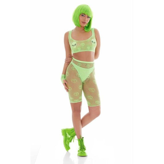 Pink Lipstick Out Of This World Green Bodysuit Set With Alien Pasties One Size V1055-7IR45903100098