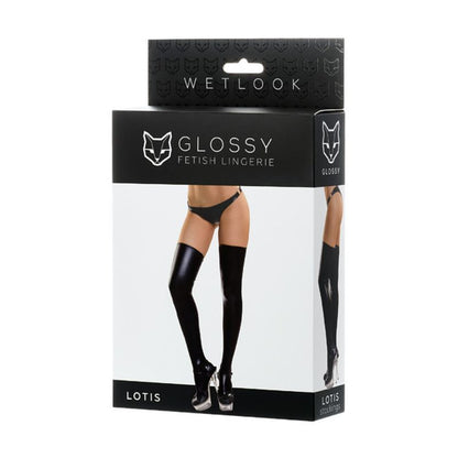 Glossy Wetlook Stockings Lotis - Black - Extra Large V1055-7KI45898100027