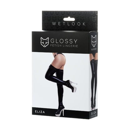 Glossy Wetlook Stockings Lace Insert Eliza - Black - Extra Large V1055-7KI45898100031