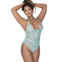Exposed Lingerie Mesh And Lace Teddy Blush - Turquoise - Small/Medium V1055-7KI45898100147