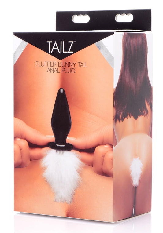 Tailz White Fluffer Bunny Glass Anal Plug V1055-7KS45783100024