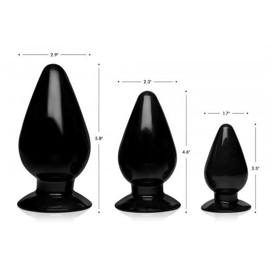 Triple Cones 3 Pc Anal Plug Set Black - Clear V1055-7PC45897100096