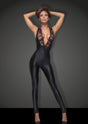 Noir Sleeveless Power Wetlook Overall With Lace V1055-7PY45784100072