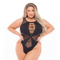 Pink Lipstick Duchess High Neck Bodysuit Black - Black - Queen V1055-7RO45849100017