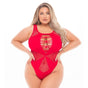 Pink Lipstick Duchess High Neck Bodysuit Black - Red - Queen V1055-7RO45849100018