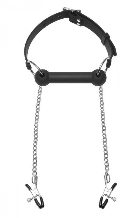 Master Series Equine Silicone Bit Gag With Nipple Clamps V1055-7TE45794102872