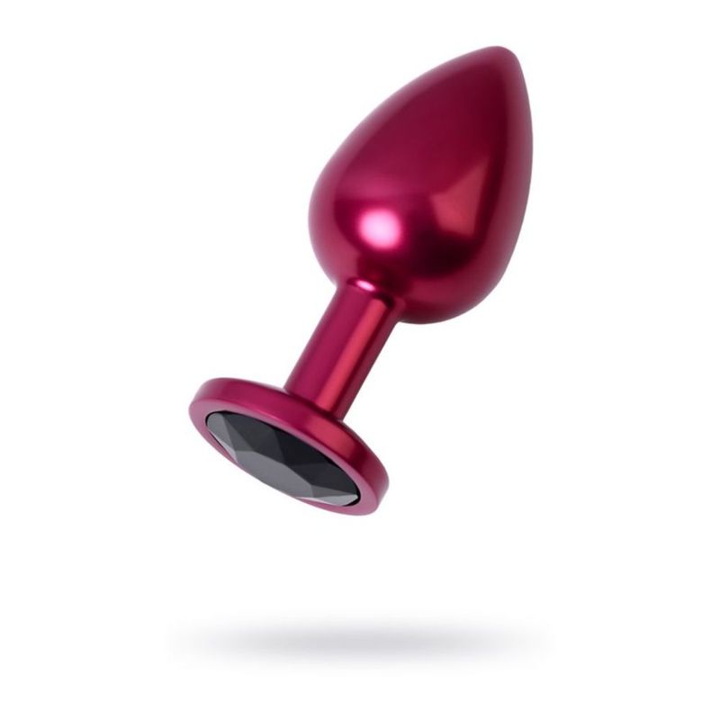 Red Metal Anal Plug With Black Crystal Medium Size V1055-7UU45896100003
