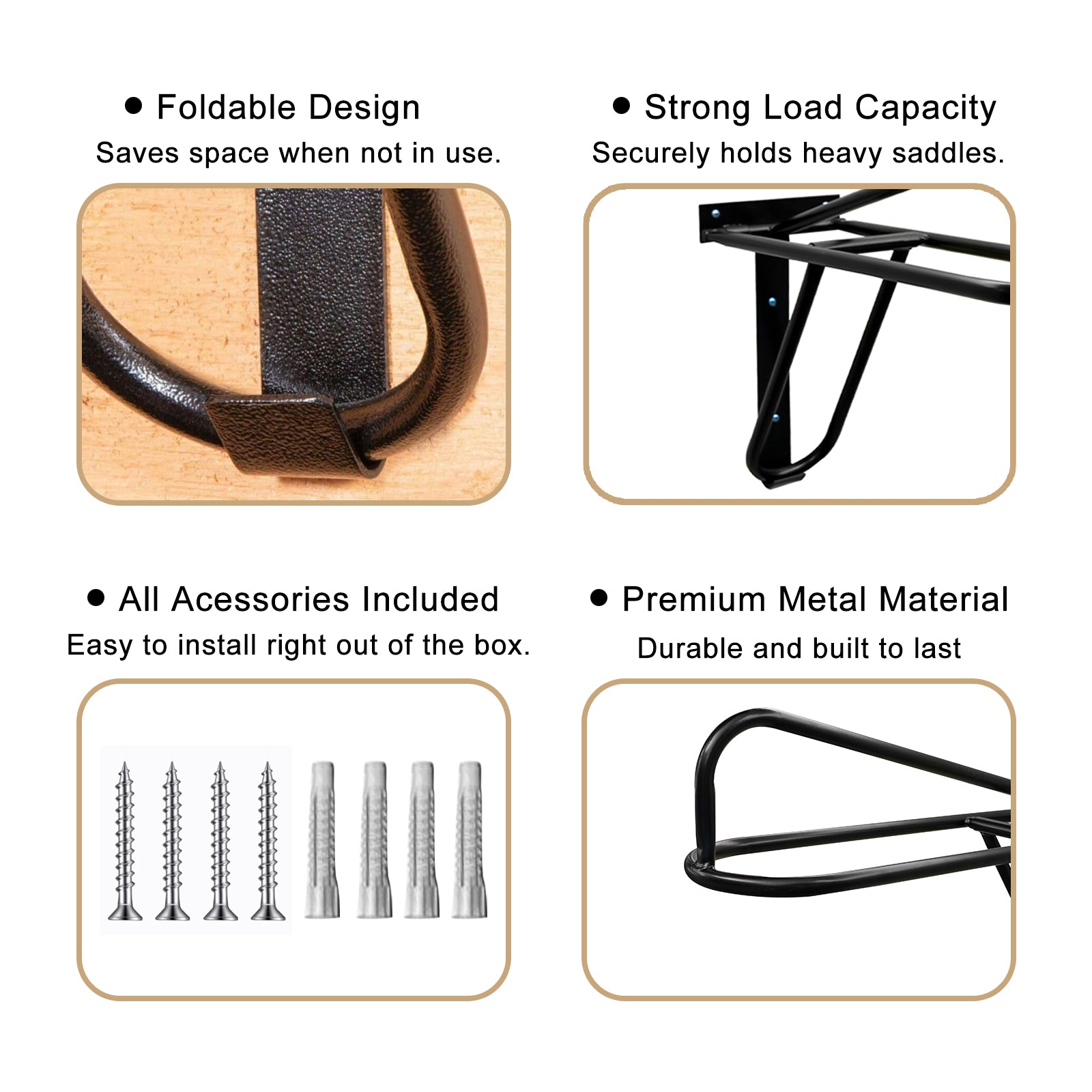 Samland Foldable Saddle Rack Wall Mounted Saddle Stand Space-Saving Steel Holder for Horse Tack V1060-105-21523