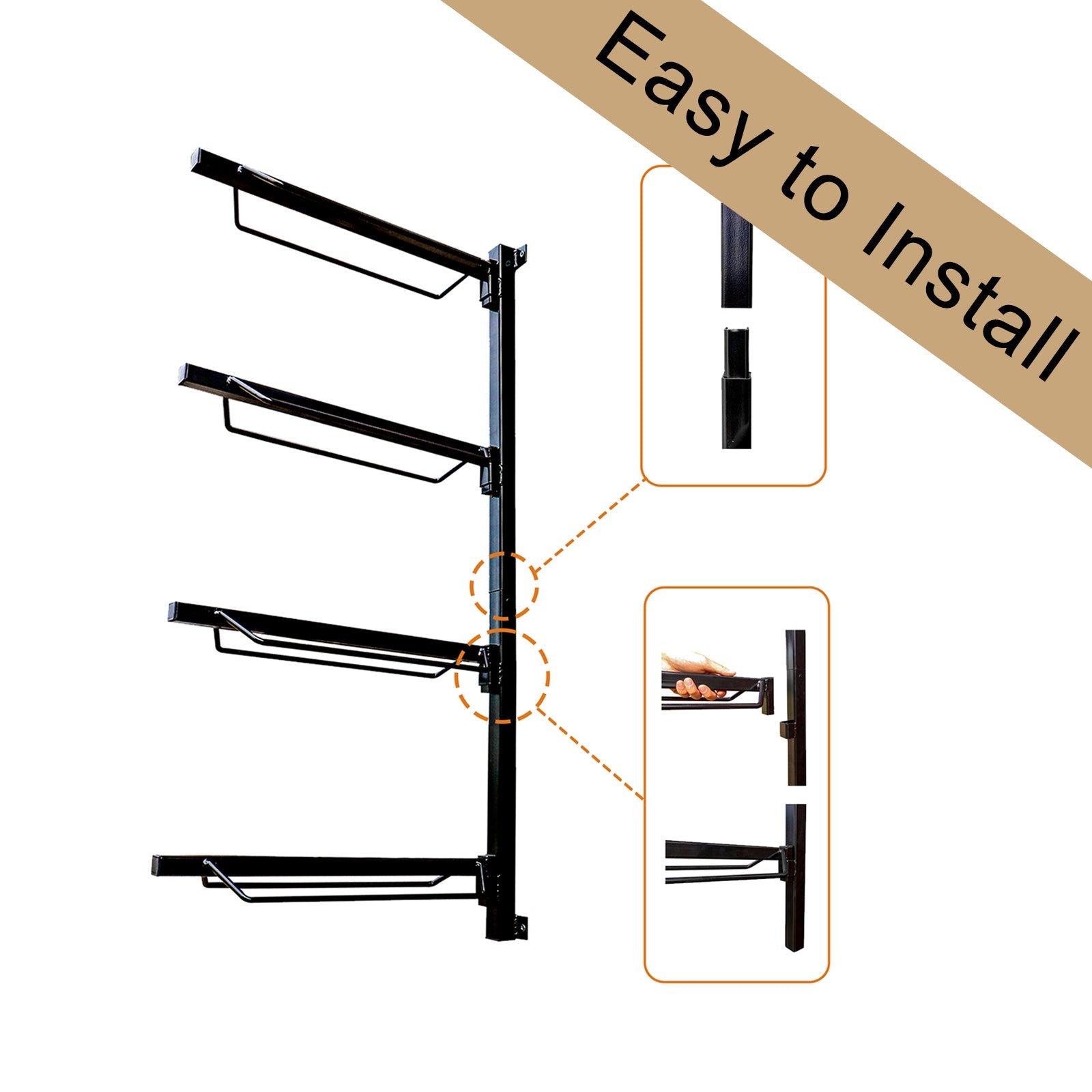 Samland Foldable 4-Tier Saddle Rack Wall Mounted Saddle Stand Space-Saving Steel Holder for Horse Tack V1060-105-21525