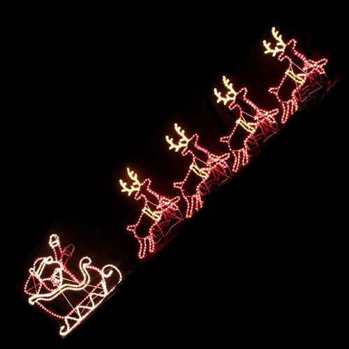 Samland LED SANTA RIDING 4 REINDEER DEER SLEIGH CHRISTMAS ROPE MOTIF LIGHT V1060-4DEERSANTA