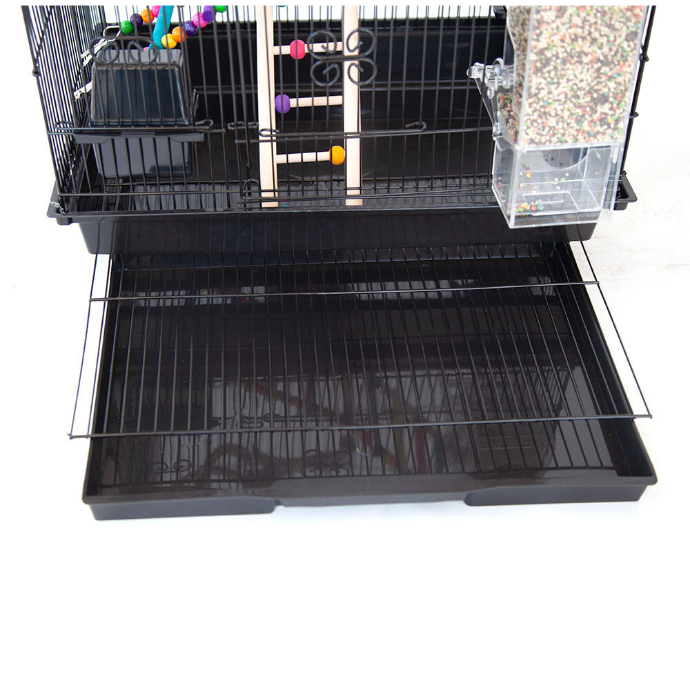 Samland Dome Top High Bird Cage on Stand with Play Toys Black V1060-88703_B