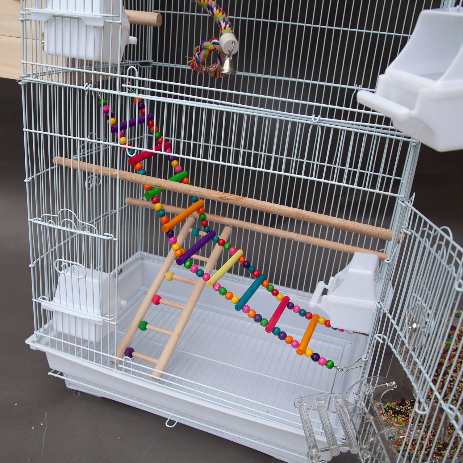 Samland DOME TOP HIGH BIRD CAGE ON STAND WITH PLAY TOYS WHITE V1060-88703_W