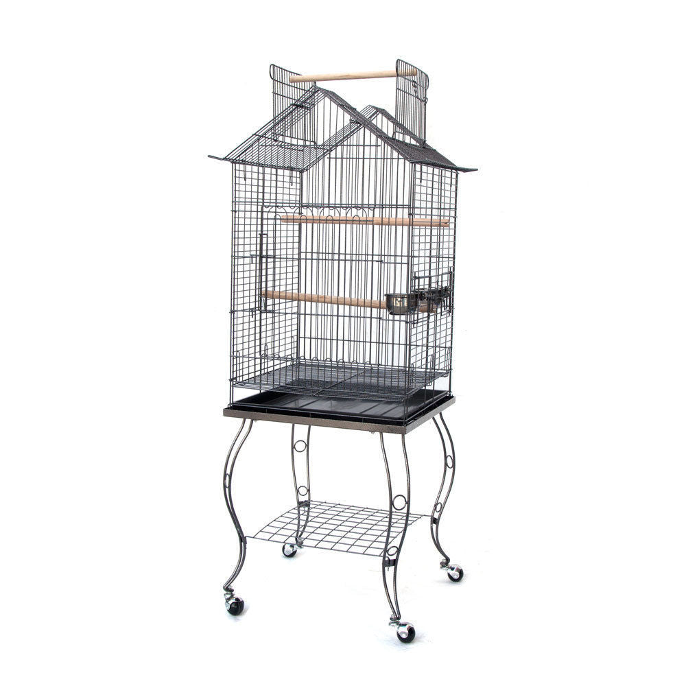 Samland BIRD PARROT CAGE WITH STAND COCKATIEL AMAZON AFRICAN GREY CAIQUE CONURE BLACK V1060-934_B