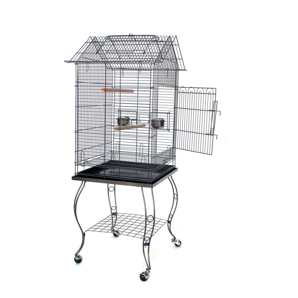 Samland BIRD PARROT CAGE WITH STAND COCKATIEL AMAZON AFRICAN GREY CAIQUE CONURE BLACK V1060-934_B