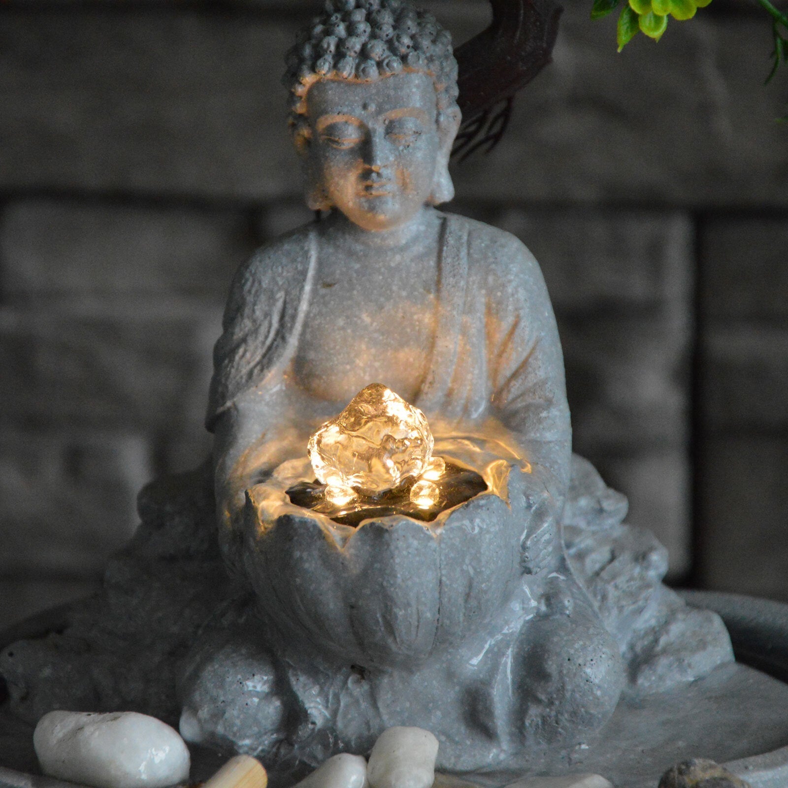 Samland JAPANESE MINIATURE ZEN BONSAI GARDEN WITH BUDDHA WATER FOUNTAIN V1060-BNS01