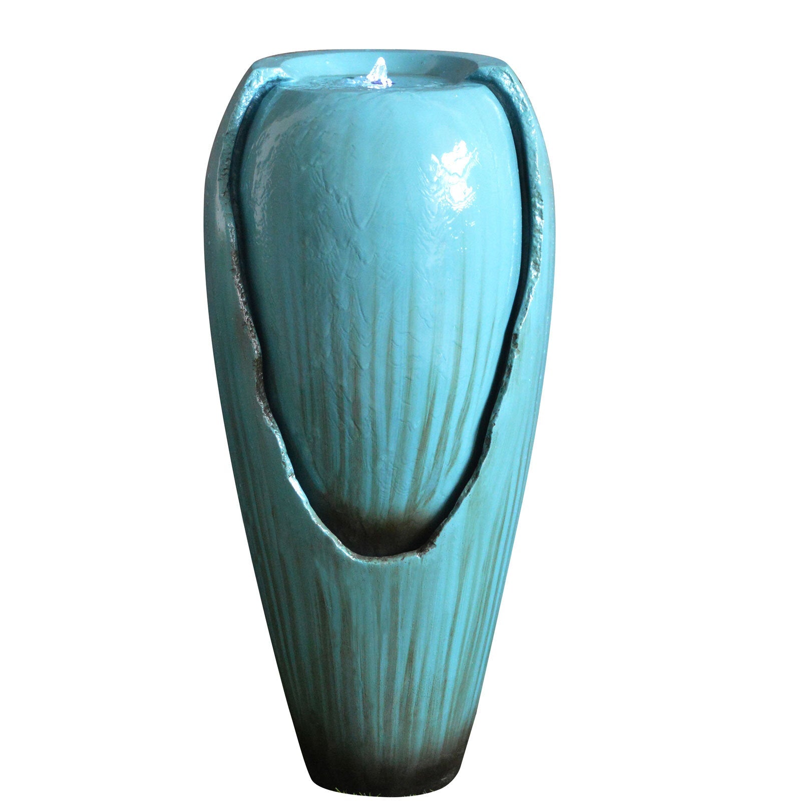 Samland 82CM BROKEN JAR WATER FEATURE FOUNTAIN WITH LED LIGHT BLUE V1060-BPF82G