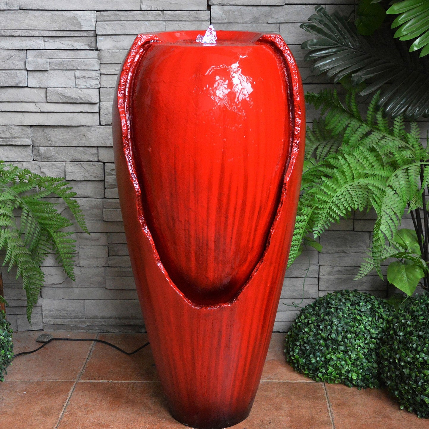 Samland 82CM BROKEN JAR WATER FEATURE FOUNTAIN WITH LED LIGHT RED V1060-BPF82R