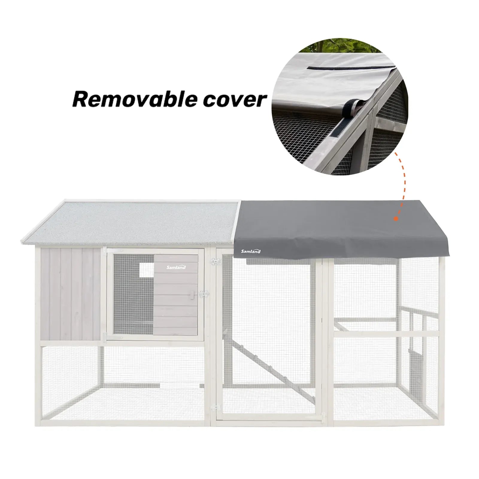 Removable Waterproof Roof Cover for Samland Large Wooden Backyard Chicken Coop DCN2512