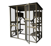 Samland Wooden Cat Cage Walk in Cat Condo House Kitten Ferret Enclosure Cage V1060-DCT2413