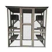 Samland Wooden Cat Cage Walk in Cat Condo House Kitten Ferret Enclosure Cage V1060-DCT2413