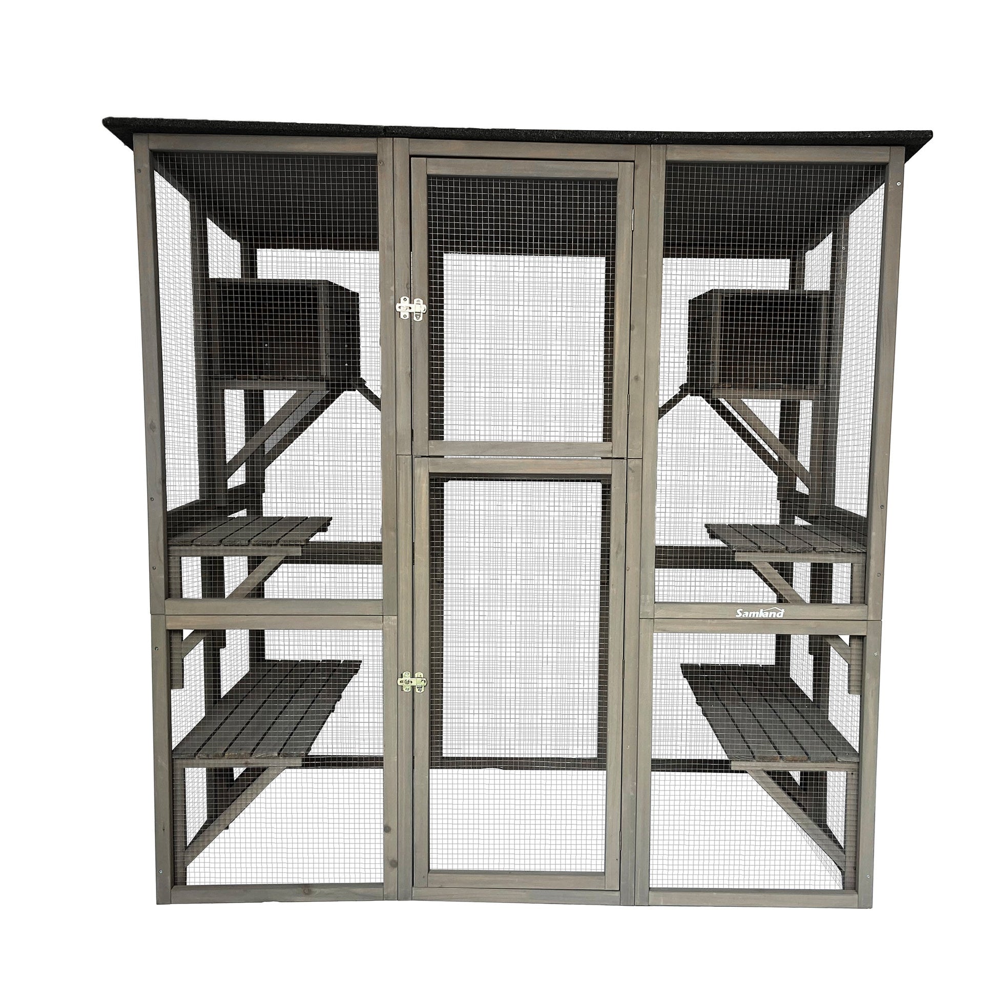 Samland Wooden Cat Cage Walk in Cat Condo House Kitten Ferret Enclosure Cage V1060-DCT2413