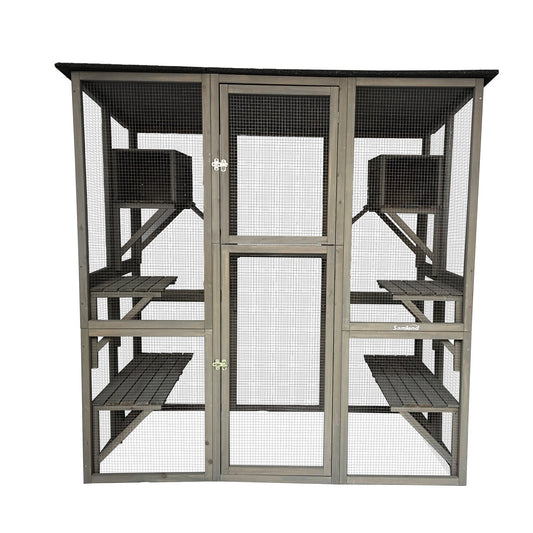 Samland Wooden Cat Cage Walk in Cat Condo House Kitten Ferret Enclosure Cage V1060-DCT2413