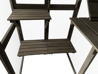 Samland Wooden Cat Cage Walk in Cat Condo House Kitten Ferret Enclosure Cage V1060-DCT2413