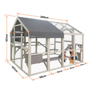 Samland Large Wooden Outdoor Cat House Catio with Platforms, Ramps, Cozy Houses and Weatherproof Roof