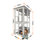 Samland Outdoor Wooden Cat Enclosure Catio with Wheels, Double Cat Houses & Roof