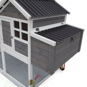 Samland WOODEN CHICKEN RANCH CHICKEN COOP WITH RUN ON WHEEL PVC ROOF V1060-DDP1745