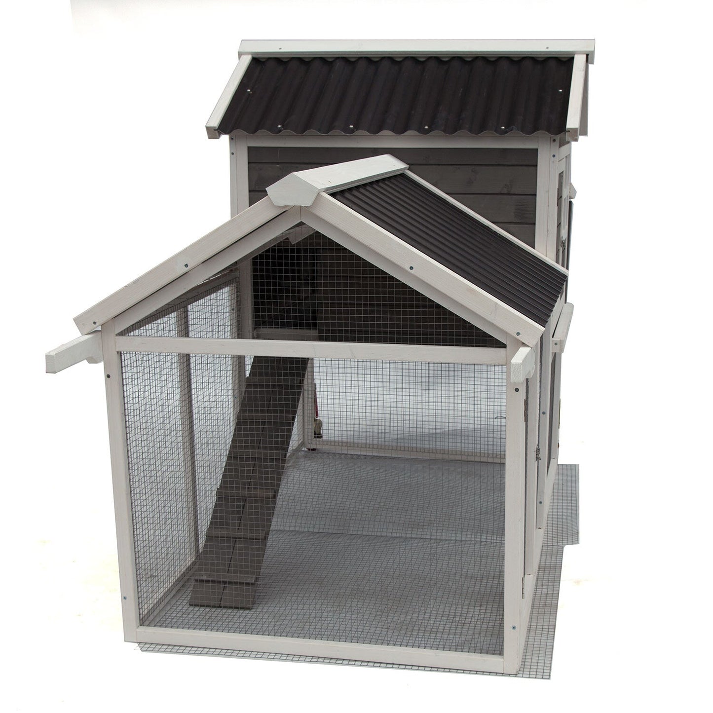 Samland WOODEN CHICKEN RANCH CHICKEN COOP WITH RUN ON WHEEL PVC ROOF V1060-DDP1745