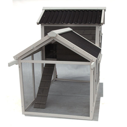 Samland WOODEN CHICKEN RANCH CHICKEN COOP WITH RUN ON WHEEL PVC ROOF V1060-DDP1745