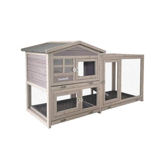 Samland Rabbit Hutch Cage Indoor and Outdoor Chicken Coop Guinea Pig Cage Bunny Cage Waterproof Roof V1060-DRT2412