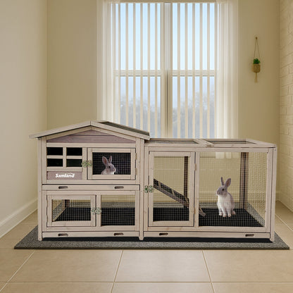 Samland Rabbit Hutch Cage Indoor and Outdoor Chicken Coop Guinea Pig Cage Bunny Cage Waterproof Roof V1060-DRT2412