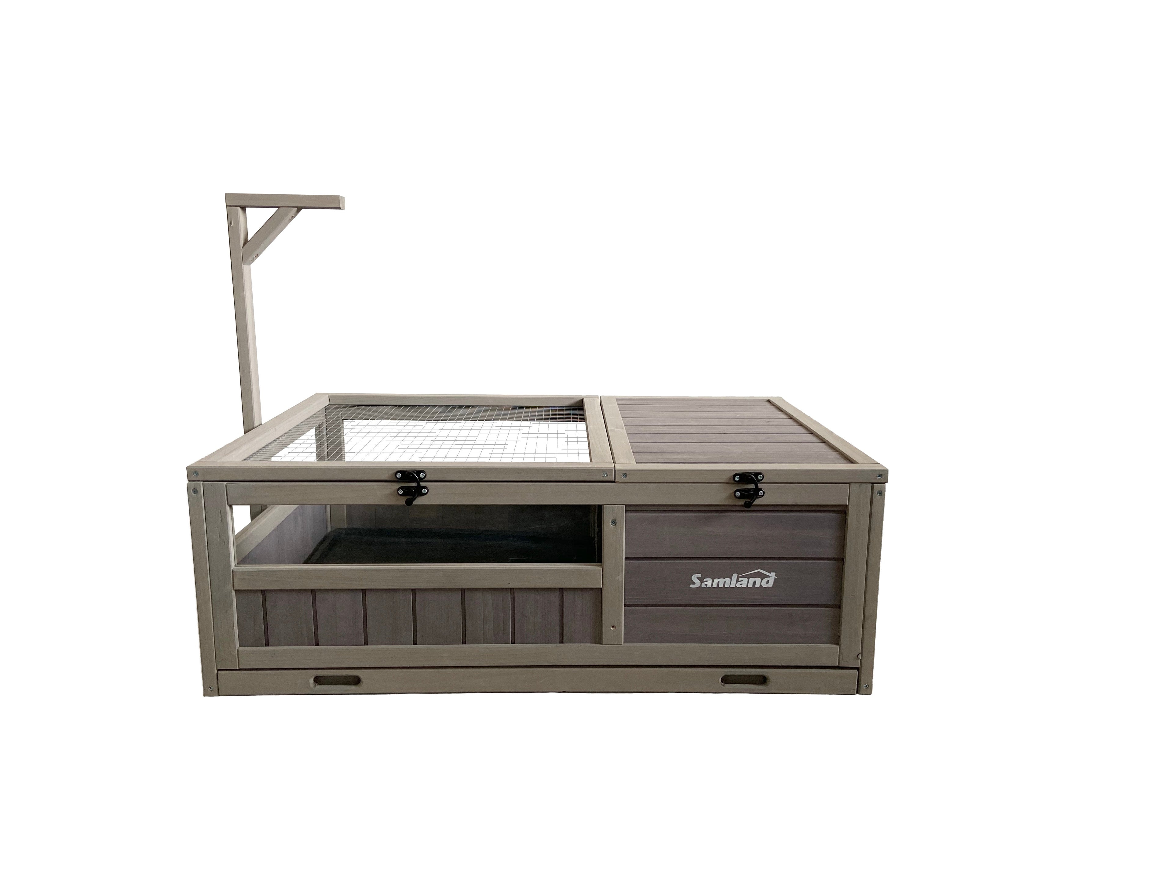 Samland Wooden Tortoise House Cage, Indoor Enclosure House Reptile Habitat Cage Box V1060-DTT2414
