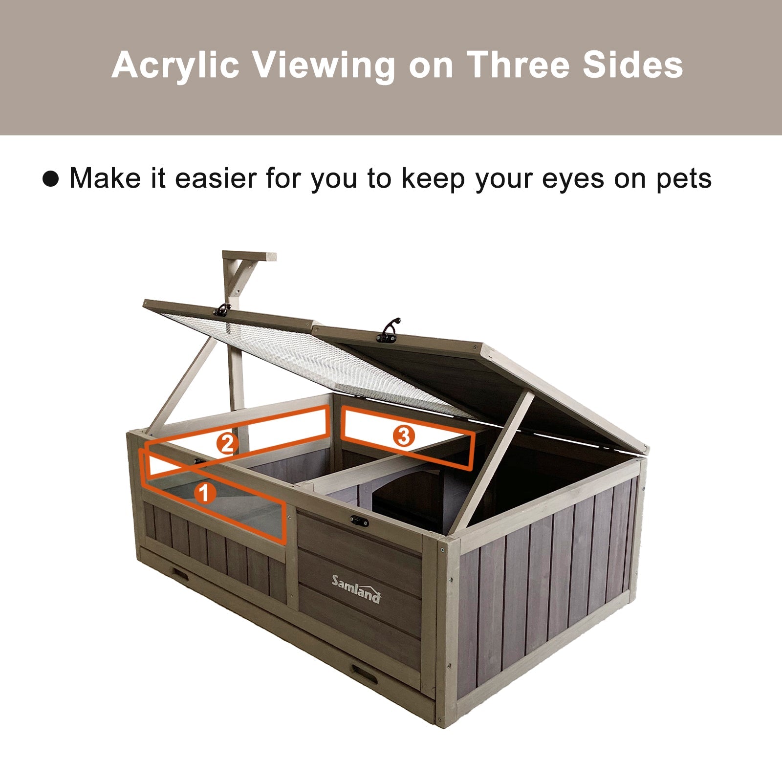 Samland Wooden Tortoise House Cage, Indoor Enclosure House Reptile Habitat Cage Box V1060-DTT2414