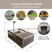 Samland Wooden Tortoise House Cage, Indoor Enclosure House Reptile Habitat Cage Box V1060-DTT2414