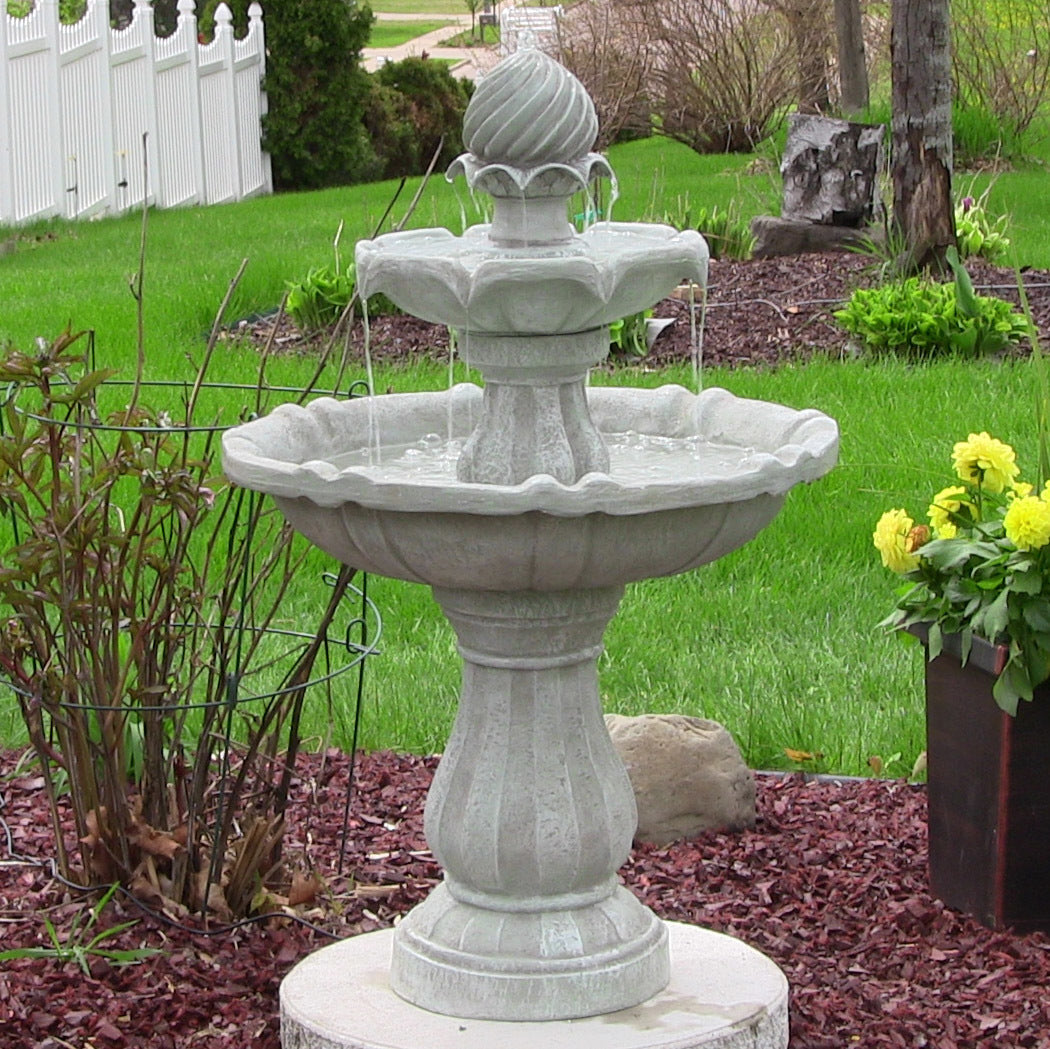 Samland SOLAR POWERED 2-TIER BIRD BATH WATER FOUNTAIN V1060-F802A
