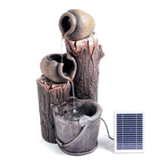 Samland RUSTIC POURING BROKEN POTS ON TREE TRUNK SOLAR WATER FOUNTAIN FEATURE V1060-F956