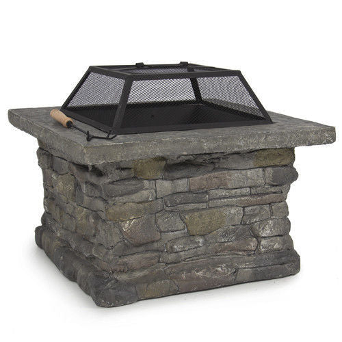 Samland STONE BASE OUTDOOR PATIO HEATER FIRE PIT TABLE WITH BBQ GRILL FIREPIT V1060-FP29