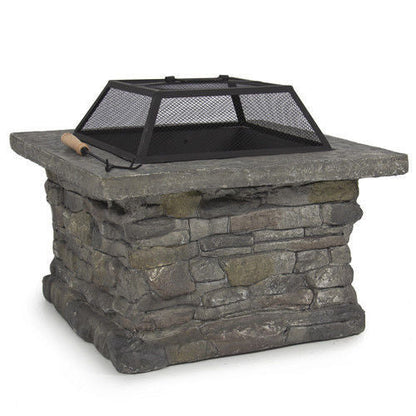 Samland STONE BASE OUTDOOR PATIO HEATER FIRE PIT TABLE WITH BBQ GRILL FIREPIT V1060-FP29