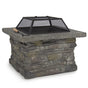 Samland STONE BASE OUTDOOR PATIO HEATER FIRE PIT TABLE WITH BBQ GRILL FIREPIT V1060-FP29