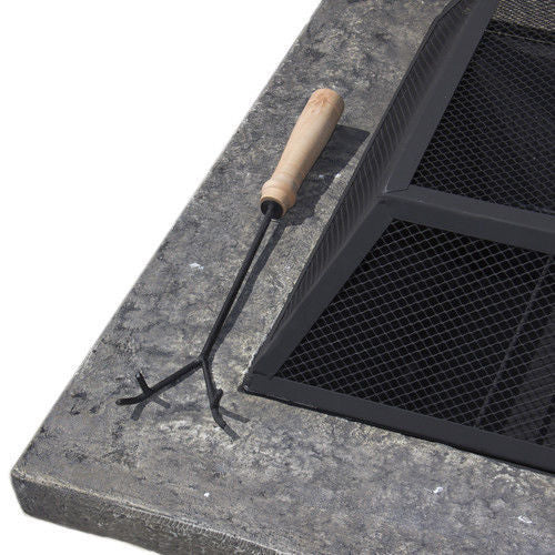 Samland STONE BASE OUTDOOR PATIO HEATER FIRE PIT TABLE WITH BBQ GRILL FIREPIT V1060-FP29