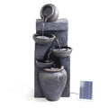 Samland 5 TIERS RUSTIC POURING POTS SOLAR WATER FOUNTAIN FEATURE V1060-L954