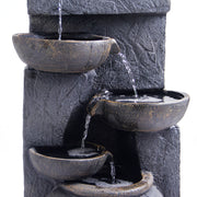 Samland 5 TIERS RUSTIC POURING POTS SOLAR WATER FOUNTAIN FEATURE V1060-L954