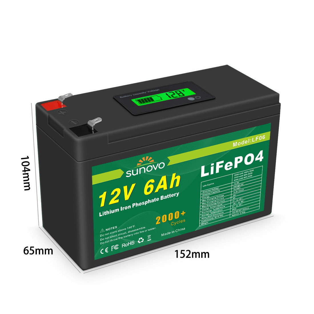 Samland 12V 6AH Deep Circle Lifepo4 Lithium Battery Rechargeable V1060-LF06