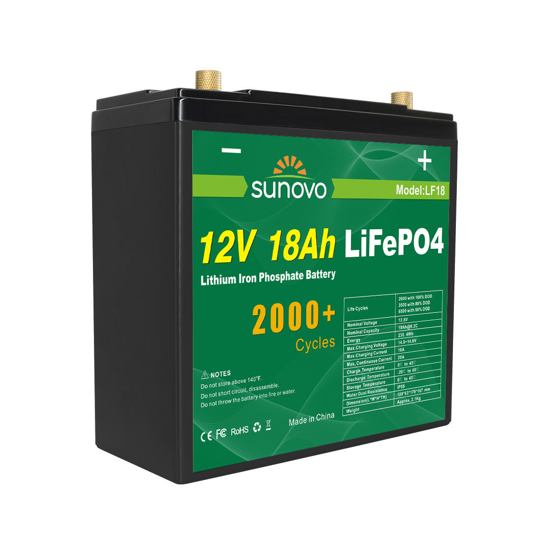 Samland 12V 18AH Deep Circle Lifepo4 Battery Rechargeable Lithium V1060-LF18