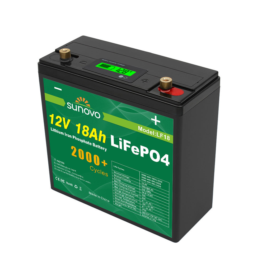 Samland 12V 18AH Deep Circle Lifepo4 Battery Rechargeable Lithium V1060-LF18