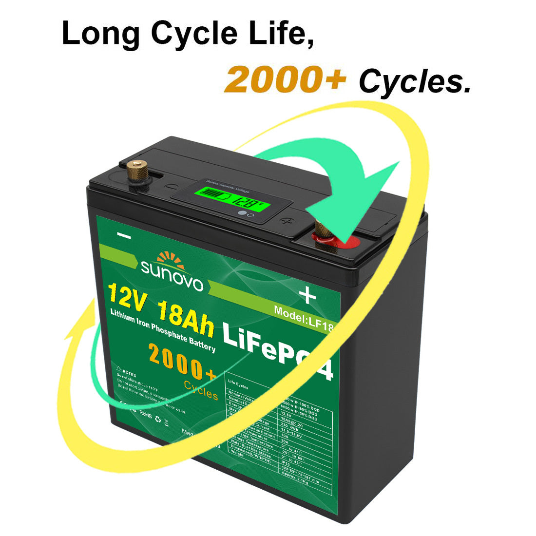 Samland 12V 18AH Deep Circle Lifepo4 Battery Rechargeable Lithium V1060-LF18